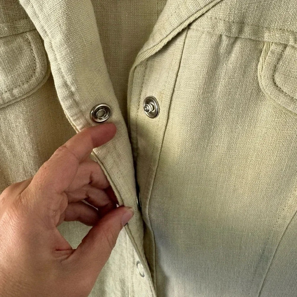 Athleta Linen Utility Jacket, Tan Color, Size Medium, Ties at Waist - Picture 4 of 6